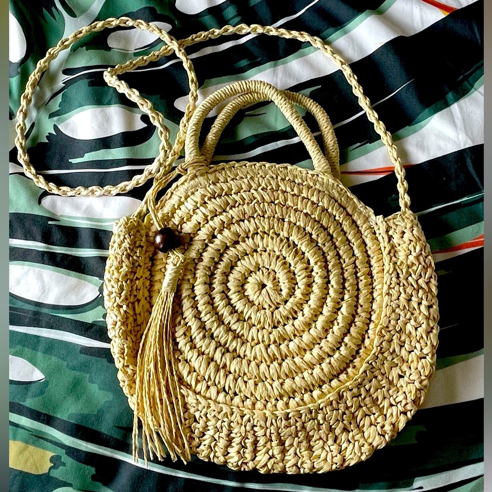 SOLID & STRIPED Straw Boho Beach Crossbody Bag